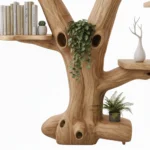 Wall-Mounted Tree Bookshelf - Handcrafted Vertical Wooden Bookcase Unique Modern Home Decor Gift