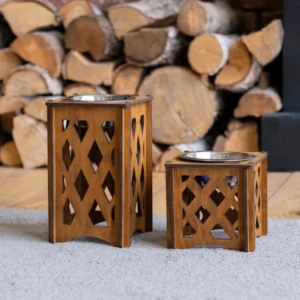 Ergonomic Single Wood Dog Feeder – The Modern Angled Elevated Stand