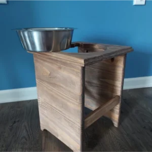 Extra-tall Rustic Single Dog Feeder – Handcrafted Southern Yellow Pine for Giant Breeds