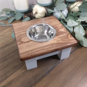 Handcrafted Farmhouse Single Dog Feeder – Custom Wood Elevated Stand for Stylish Pets (1)