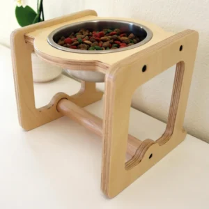 Minimalist Elevated Birch Dog Feeder – Single Bowl Stand For Ergonomic Dining