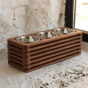 Modern Elevated Triple Dog Feeder – Handcrafted Minimalist "All-in-One" Dining Station