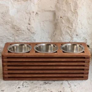 Modern Elevated Triple Dog Feeder – Handcrafted Minimalist All-in-One Dining Station (3)