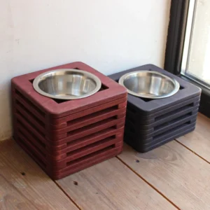 Modern Single Wood Dog Bowl Stand – Elevated Minimalist Feeder for Small Pets