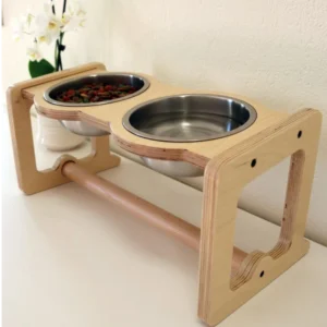 Premium Double Elevated Dog Feeder – Handcrafted Ergonomic Plywood Dining Station (4)