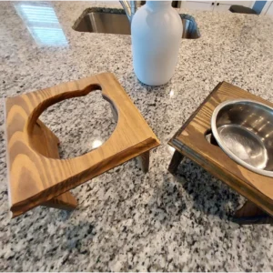 Rustic Elevated Single Dog Feeder – Handcrafted Southern Yellow Pine Stand (3)
