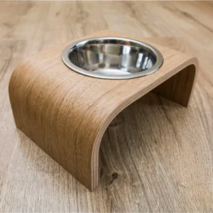 Scandinavian Curved Mini Feeder – Handcrafted Bentwood Stand for Kittens and Puppies (1)