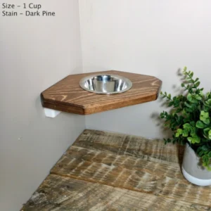 Space-saving Floating Corner Feeder – Handcrafted Wall-mounted Single Bowl Station (3)