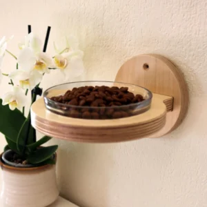 The Zen-Ring Floating Pet Feeder – Handcrafted Wall-mounted Station for Cats & Small Dogs